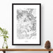 Framed print of Sedona, Arizona featuring a topographic map.