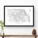 Sequoia National Park topographic map art poster with black frame.