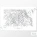 Example topographic map print of Sequoia National Park. Art uses horizontal orientation. Print shows landscape of the area using contour lines. On the artwork is a title and concise info of location and elevation.