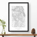Topographic map of Sequoia National Park with a black frame.