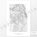 Example art map print of Sequoia National Park. Art uses verticle orientation. Print shows landscape of the area using elevation data. On the artwork is a title and concise info of location and elevation. Custom map decor