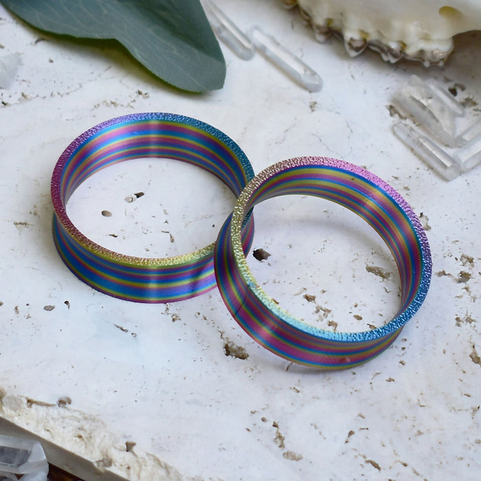 Ear Tunnels 10-100mm Twisted Rainbow | Pair |Ultra Light Thin-wall Ear Plugs | Gauge Earrings | Gauged Plugs