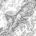 Zoomed in view of Shenandoah National Park poster with a topographic map.
