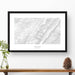 Framed black and white print of Spruce Knob, West Virginia topography art. Text can be added to create a custom map poster as a travel gift.