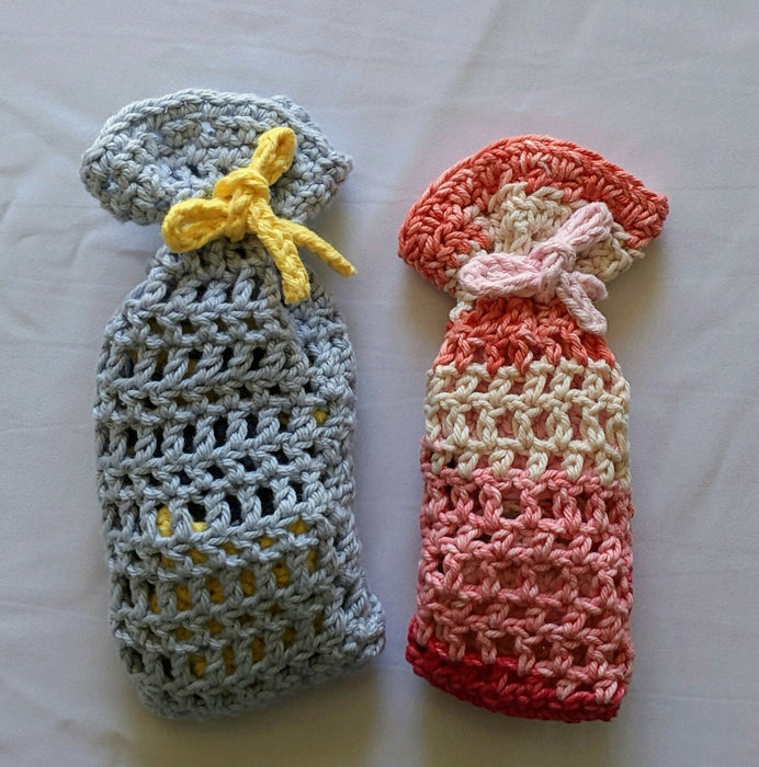 Photograph of both face scrubbie bags next to each other.