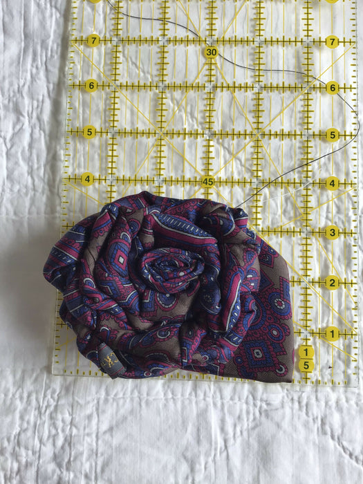 Upcycled tie brooch, necktie rose pin
