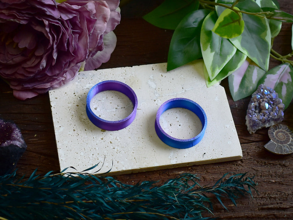 Ear Tunnels 10-100mm Blue Purple | Pair | Ultra Light Thin-wall Ear Plugs | Gauge Earrings | Gauged Plugs