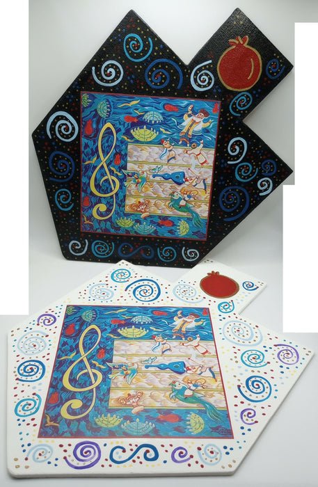 Ocean Songs Chanukkah Dreidel BLACK with Stand