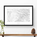 Framed black and white print of Telluride Ski Resort, Colorado with topography art.