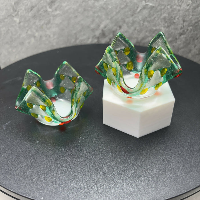 Small Fused Glass Votives - Yellow, Green, Red