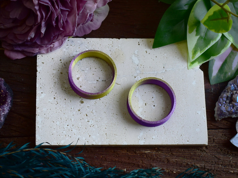 Ear Tunnels 10-100mm Yellow Purple | Pair | Ultra Light Thin-wall Ear Plugs | Gauge Earrings | Gauged Plugs