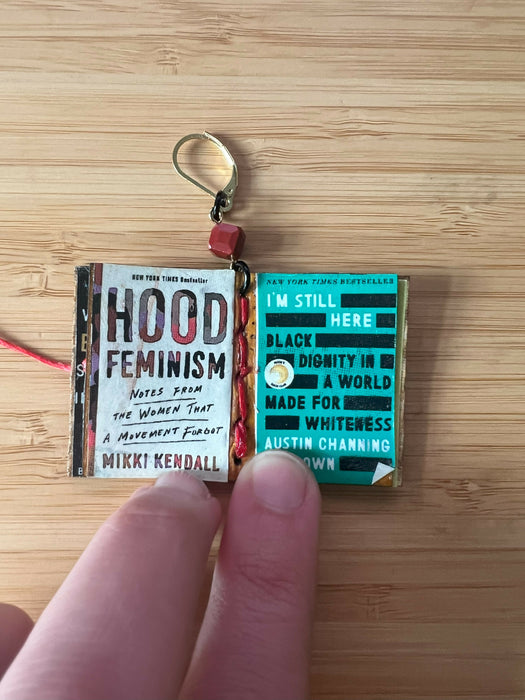 Anti-racist book cover fully functional cork booklet earrings