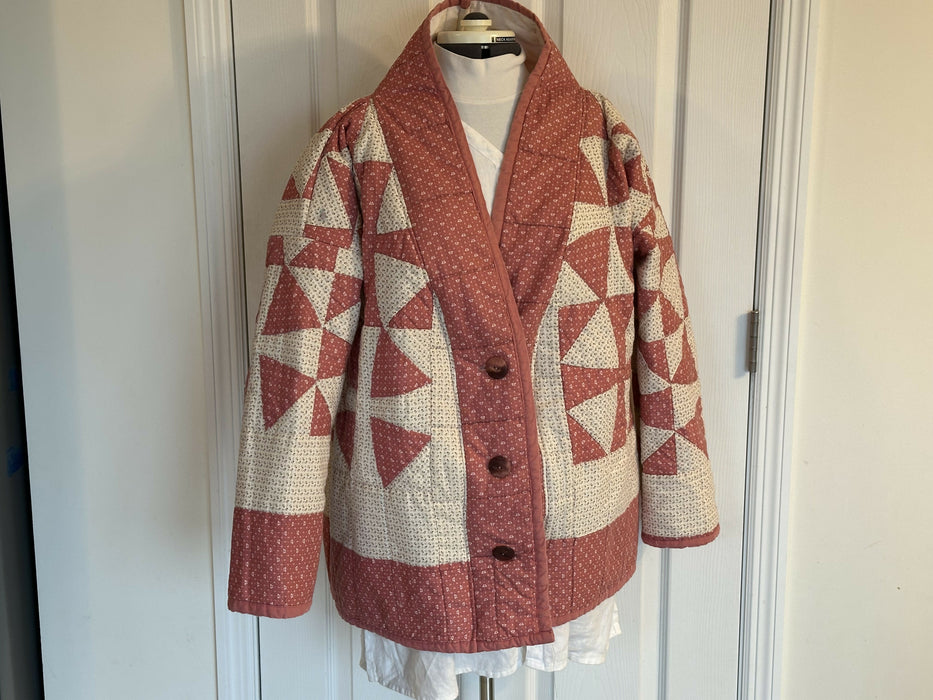 Upcycled quilt jacket with pockets