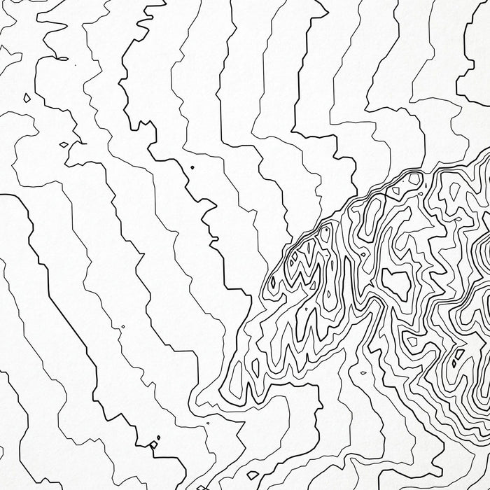 Close-up of contour lines that represent topography on the map poste of Walla Walla, Washington.