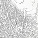 Close-up of black labels and contour lines for Wallowa Mountains poster with map art.