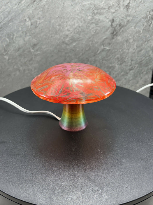 Fused Glass Mushroom Light - Red, Orange, Pink