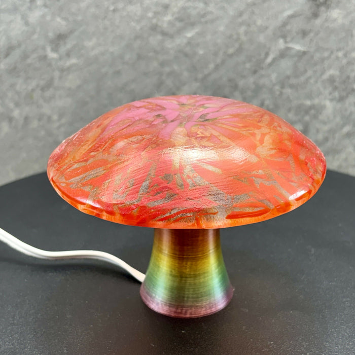 Fused Glass Mushroom Light - Red, Orange, Pink