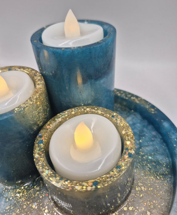 Blue Tealight Trio