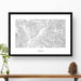 Framed black and white print of Whistler-Blackcomb Ski Resort topography art. Text can be added to create a custom map poster as a travel gift.