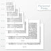 Available sizes for Whistler-Blackcomb Ski Resort topographic maps. 5x7, 8x10, 11x14, 16x20, 18x24, 24x36, and 27x40 posters shown. as black and white prints on a gray background.