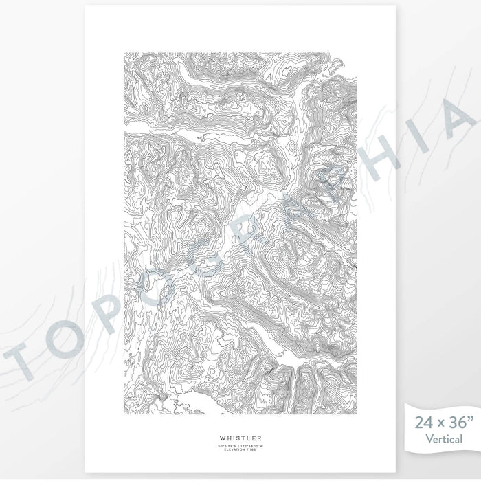 National Park print of Whistler-Blackcomb Ski Resort with topography art.
