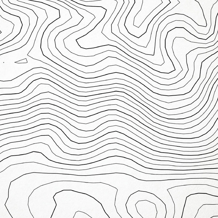 Close look at Whitefish Mountain's topographic map art. Clean lines give it a modern and minimalist style.