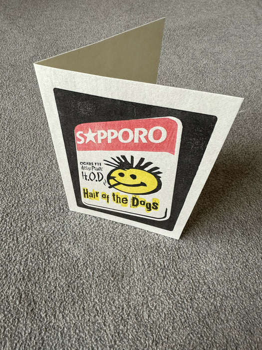Woodblock print card - Hair of the Dog