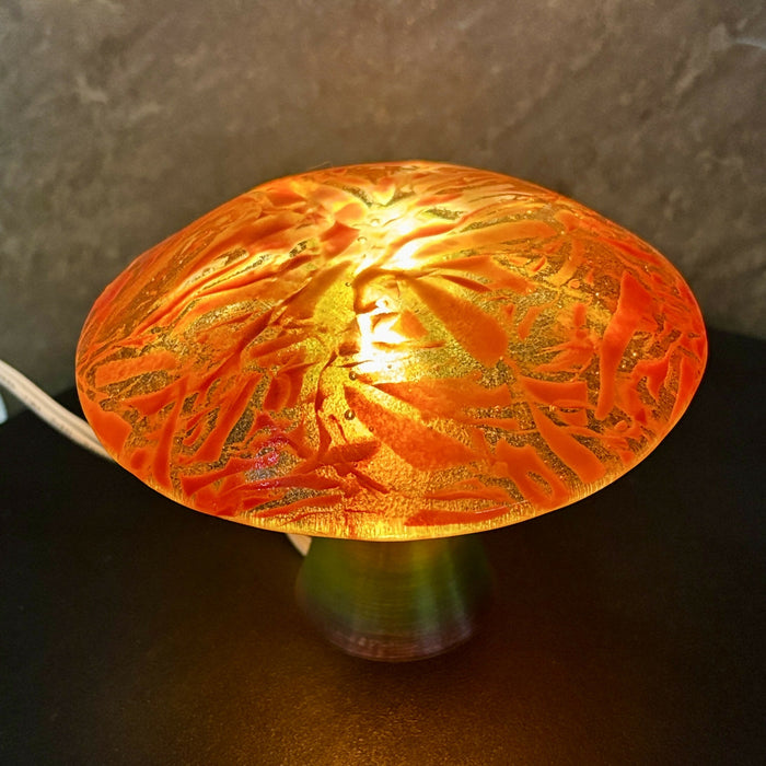 Fused Glass Mushroom Light - Red, Orange, Pink