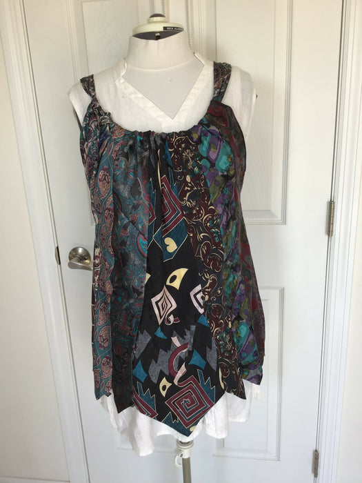Silky upcycled sleeveless top from mens ties (XS-L)