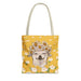 Yellow Chihuahua Tote Bag with Flower Crown in a Meadow Design - small size