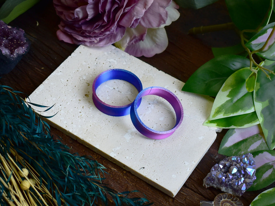 Ear Tunnels 10-100mm Blue Magenta | Pair | Ultra Light Thin-wall Ear Plugs | Gauge Earrings | Gauged Plugs