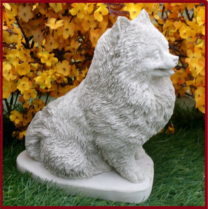 Concrete Pomeranian Statue, Garden Decor, Memory Garden, Various finishes Pet Gave MARKER OR Gift for any reason