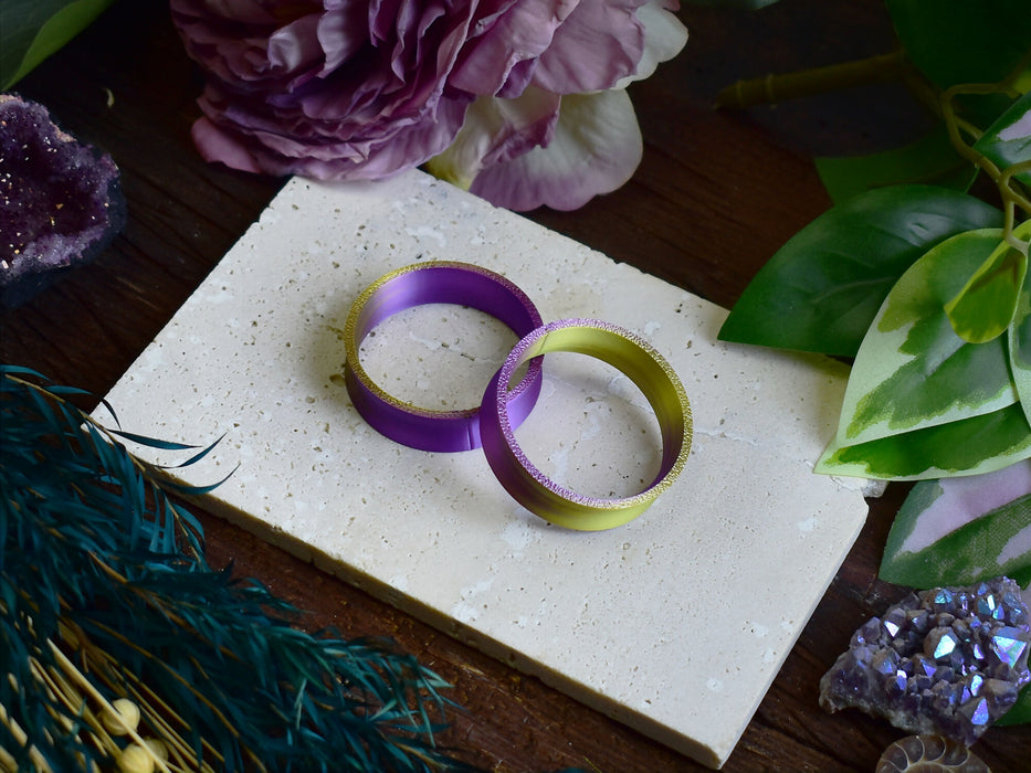 Ear Tunnels 10-100mm Yellow Purple | Pair | Ultra Light Thin-wall Ear Plugs | Gauge Earrings | Gauged Plugs