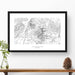 Zion National Park topographic map art poster with black frame.