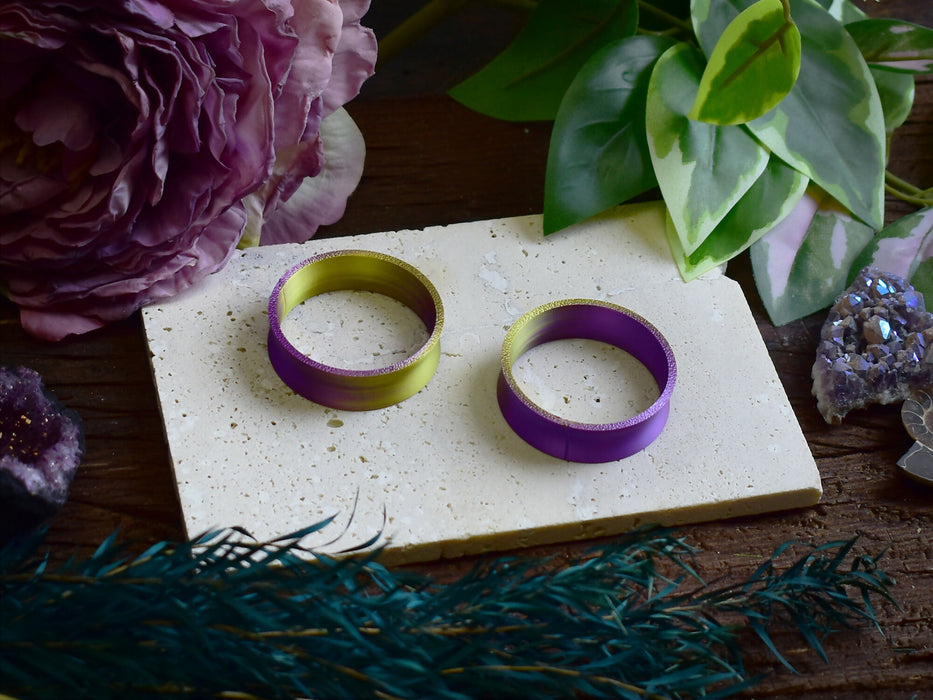 Ear Tunnels 10-100mm Yellow Purple | Pair | Ultra Light Thin-wall Ear Plugs | Gauge Earrings | Gauged Plugs