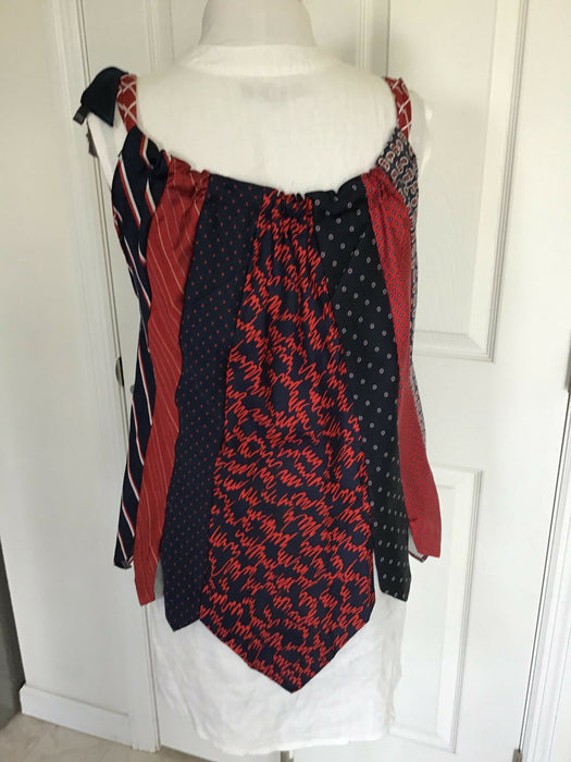 Silky upcycled sleeveless top from mens ties (XS-L), Reversible front to back