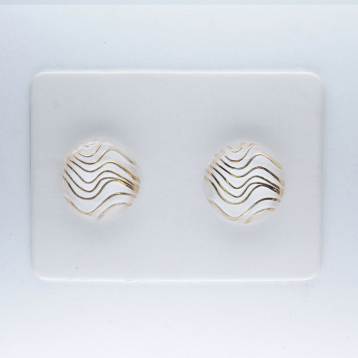 Golden Wave Earrings, Magnetic, Hypoallergenic Surgical Steel Stud or Clip-on