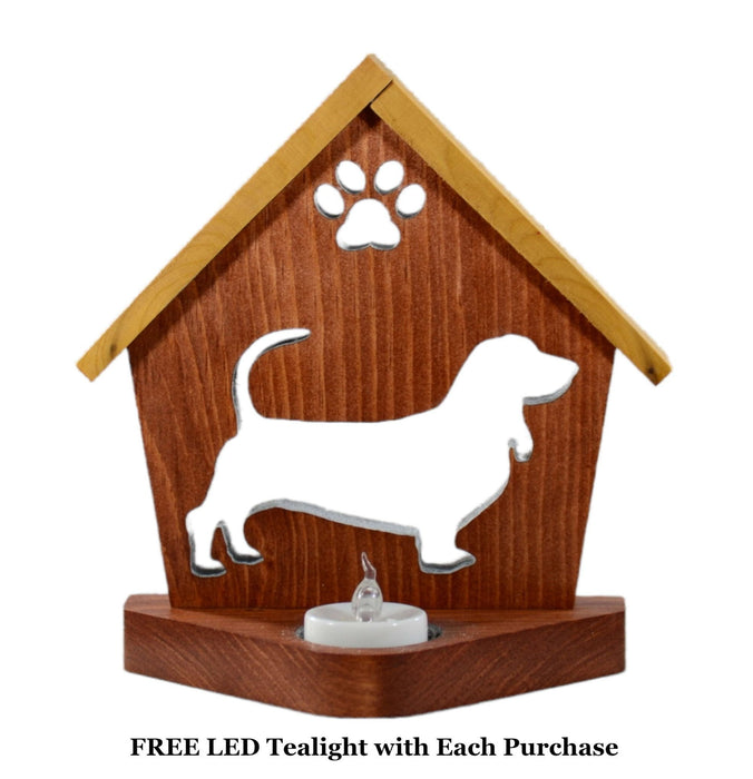 BASSET HOUND Personalized Dog Memorial Gift | Doghouse LED Tealight - DogPound Creations