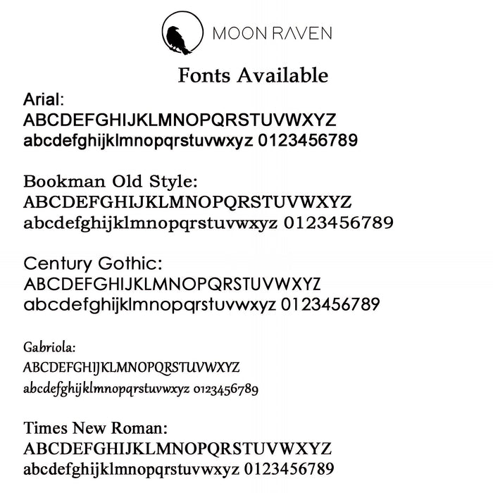 a list of font names available, including Arial, Bookman Old Style, Century Gothic, and Times New Roman. The font names are provided in a clear and organized manner, allowing for easy comparison and selection.