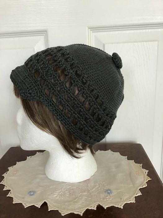 Crochet pima cotton caps with button