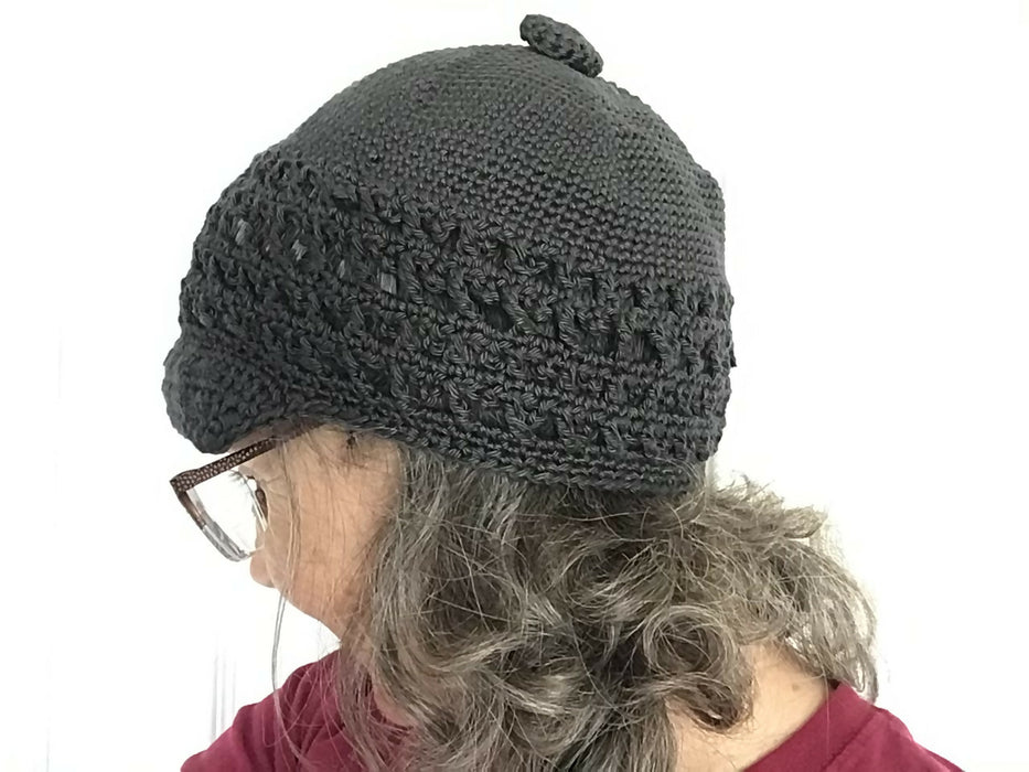 Crochet pima cotton caps with button