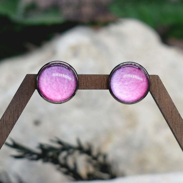 Stud Earrings With Resin Cabochon #266