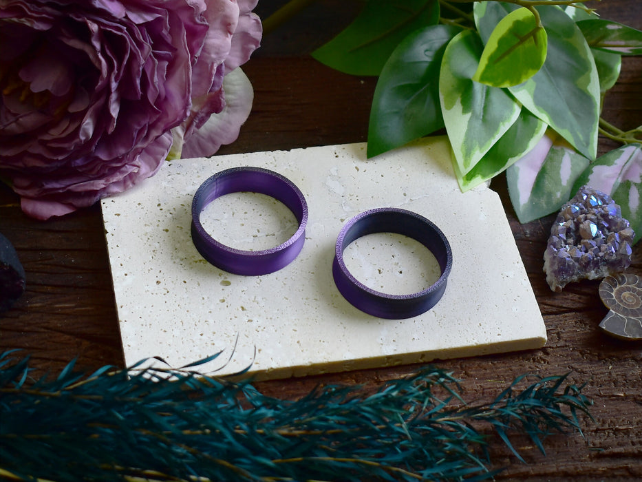 Ear Tunnels 10-100mm Black Violet | Pair | Ultra Light Thin-wall Ear Plugs | Gauge Earrings | Gauged Plugs