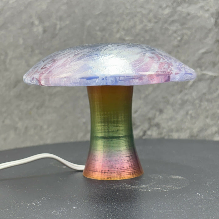 Fused Glass Mushroom Light - Aventurine Blue, Cobalt Blue, Plum