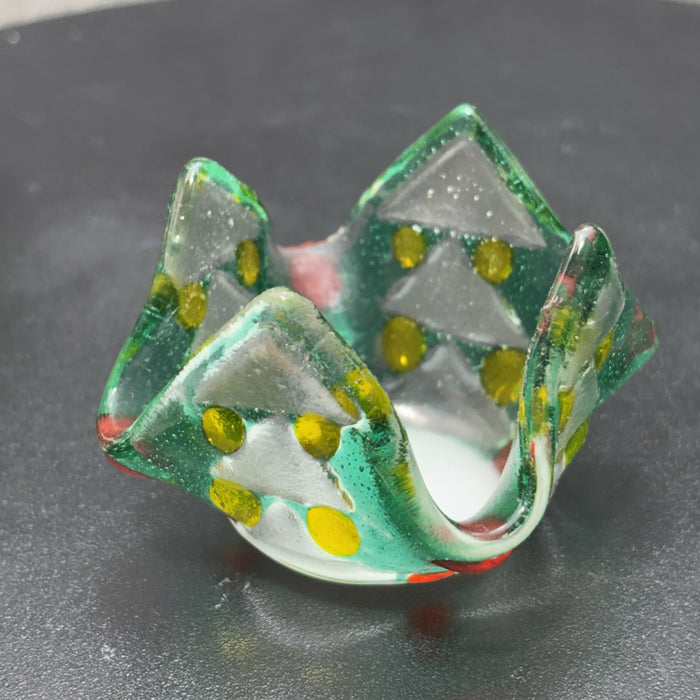 Small Fused Glass Votives - Yellow, Green, Red