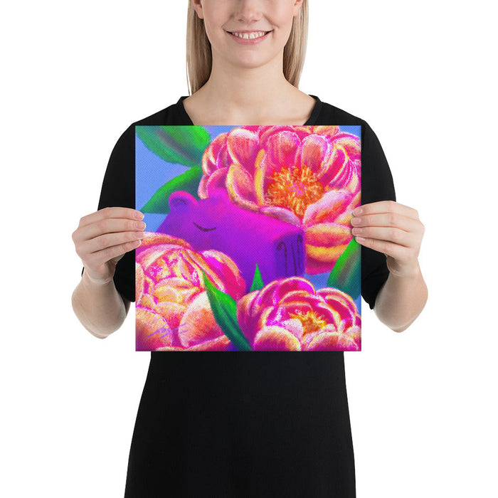 Capybara and Birth Flowers - 11 - "November Peonies" Painting [Unfoiled]