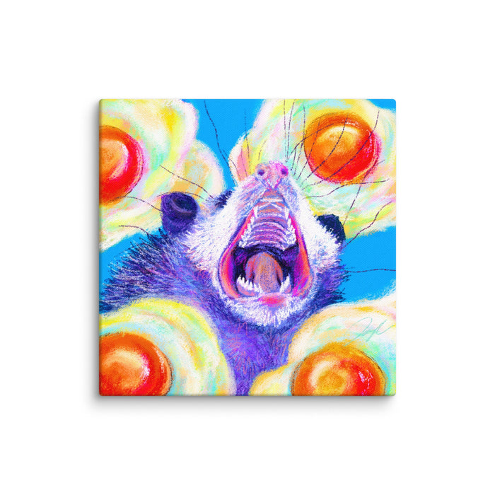 Culinary Critters Collection - "AAAAAAA with a Side of Eggs" Painting | Screaming Opossum with Eggs [Unfoiled]