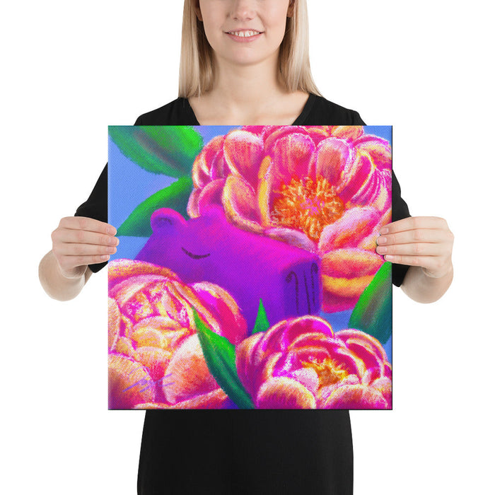 Capybara and Birth Flowers - 11 - "November Peonies" Painting [Unfoiled]