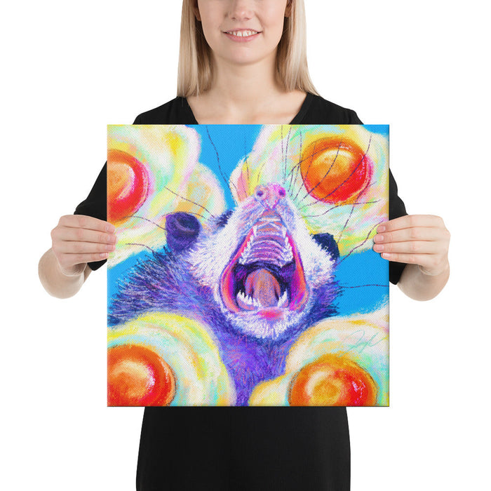 Culinary Critters Collection - "AAAAAAA with a Side of Eggs" Painting | Screaming Opossum with Eggs [Unfoiled]