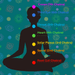 An image of a person in a meditation pose with the list of the 7 different chakras